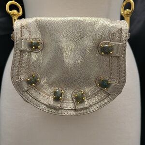 Authentic Valentino Precious Stone Embellished Silver Mini Shoulder Bag